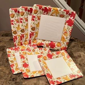 Caspari Bundle “Woodland Leaves Ivory”Paper Plate Set